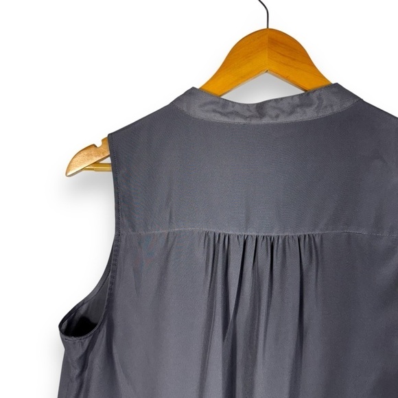 J Crew Factory Draped Placket Pocket Button Front Tank Top, Smoke Grey, Size 10 - Picture 7 of 9
